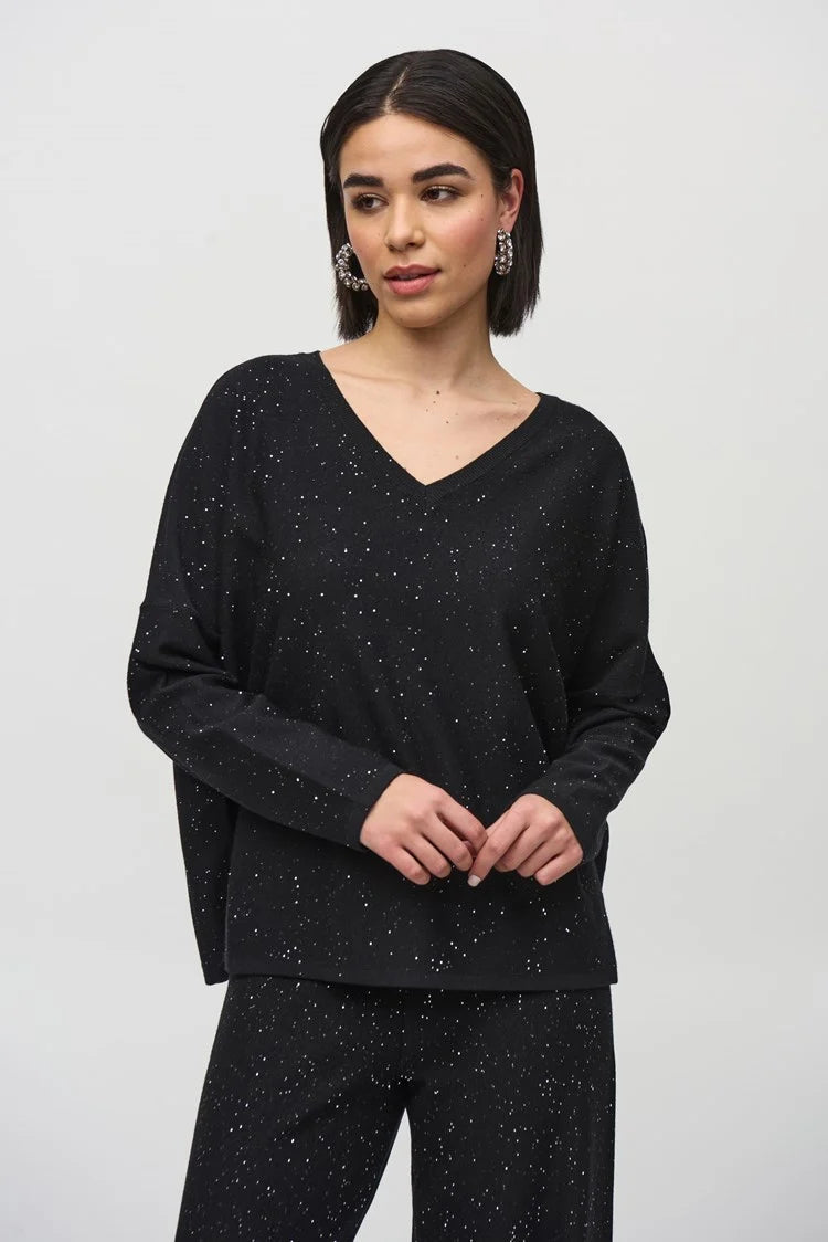 Joseph Ribkoff Sequined Sweater Knit Boxy Top 244921