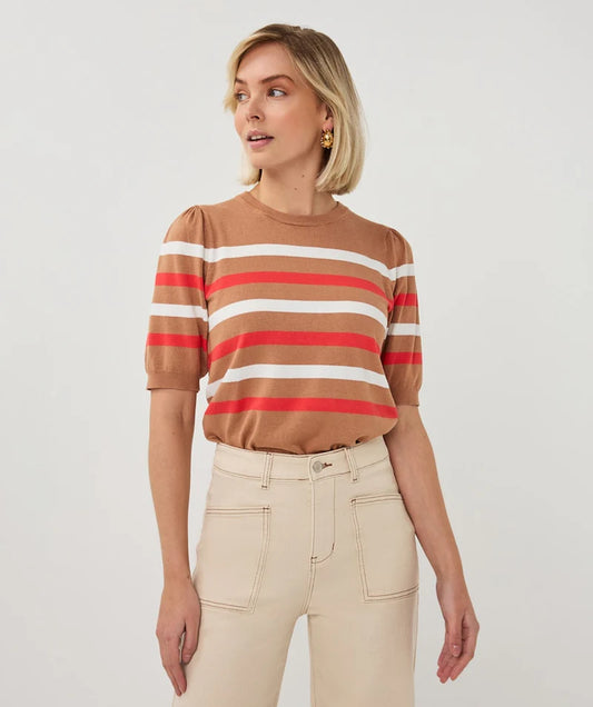 Esqualo Puff Sleeve Striped Top