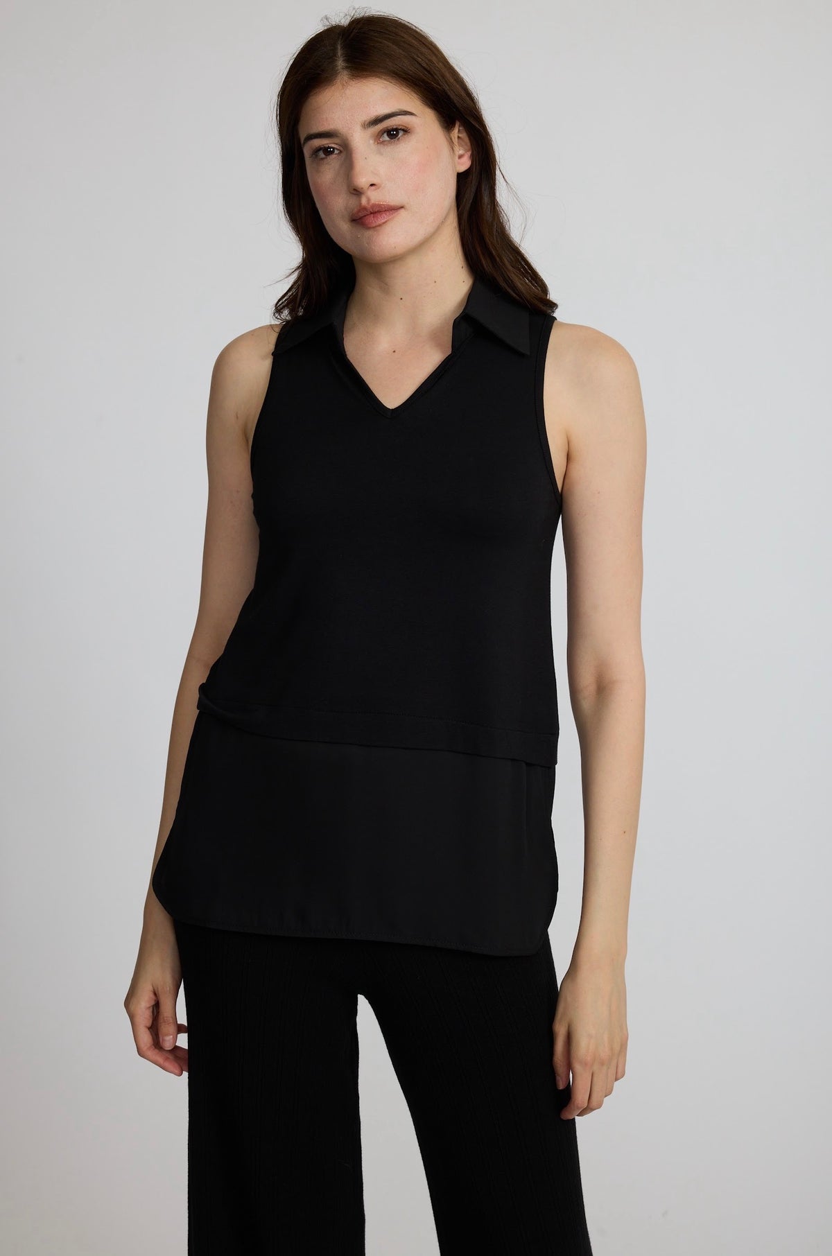 Pistache Blouse Bottom Collared Cami Black