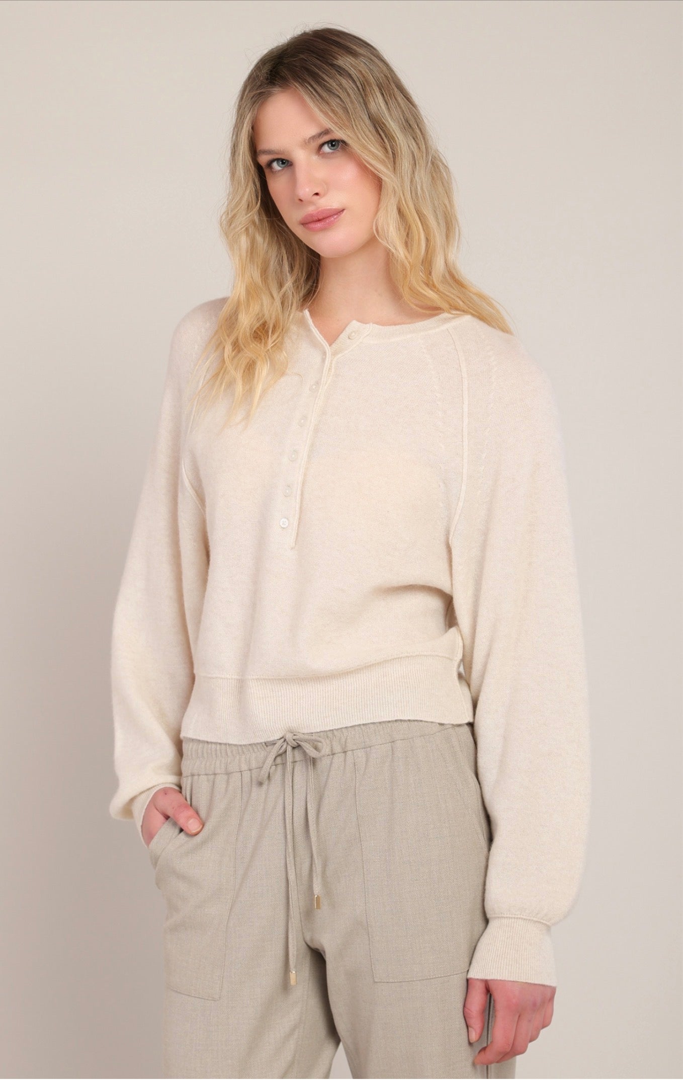 Room 34 Henley Sweater Pearl