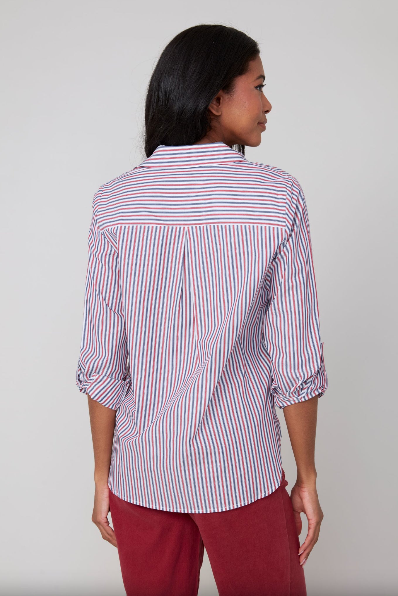 Renuar Striped Button Up Top