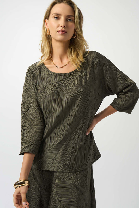 Joseph Ribkoff Pleated Satin Boxy Top 253002