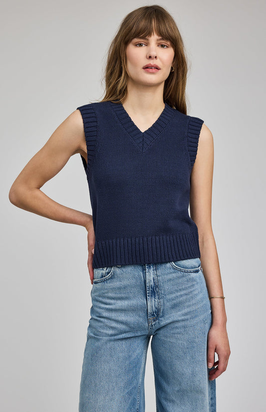 Gentle Fawn Pippa V-Neck Knit Vest Navy