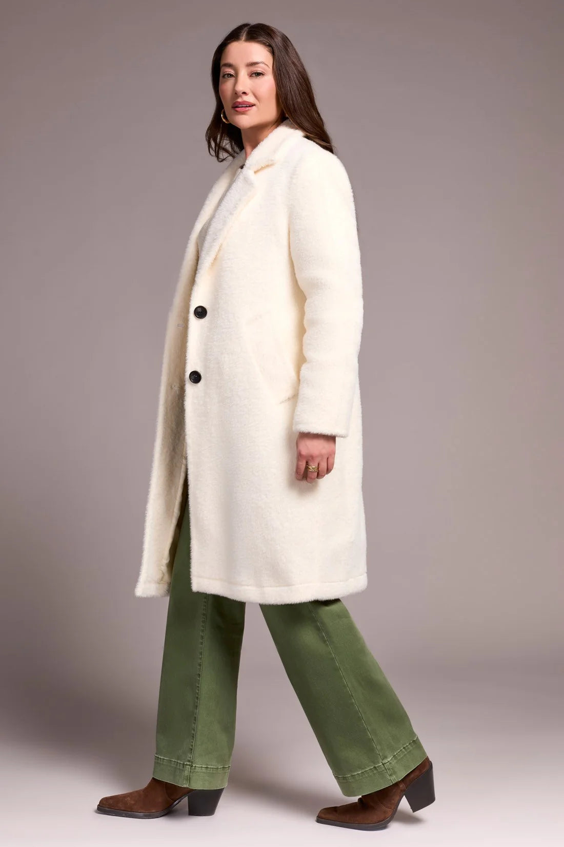 SOFT PLUSH BUTTON-FRONT COAT