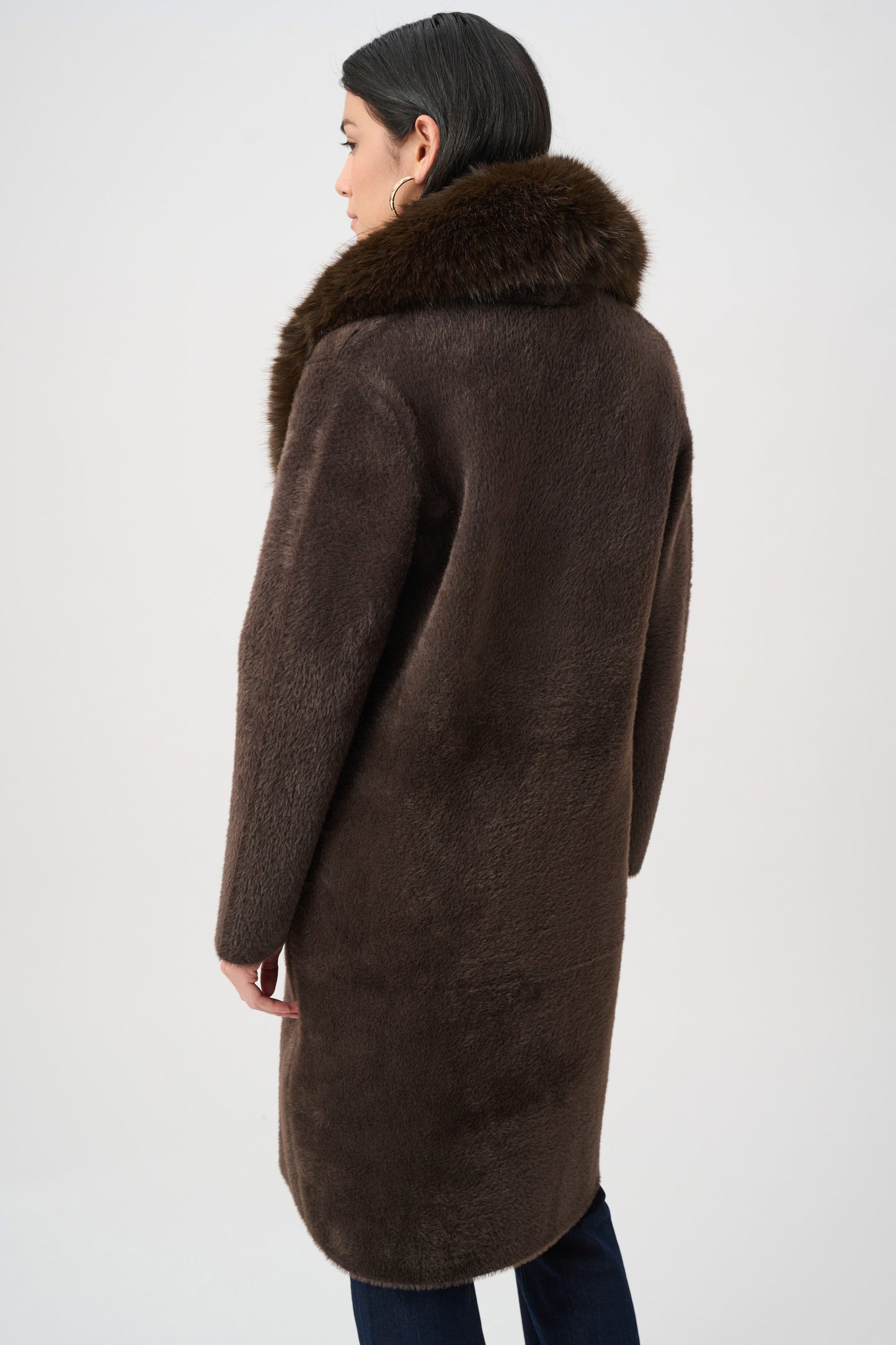 Feather Yarn Knit Coat With Detachable Faux Fur Collar
263973