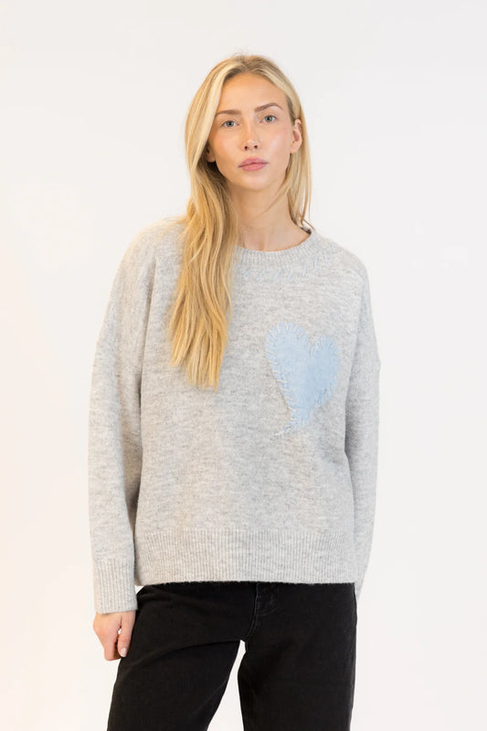 Lyla & Luxe Blue Heart Pullover Sweater