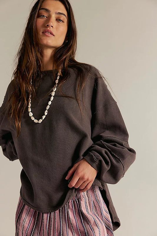 Free People Total Eclipse Tee Sweater Shaved Chocolate