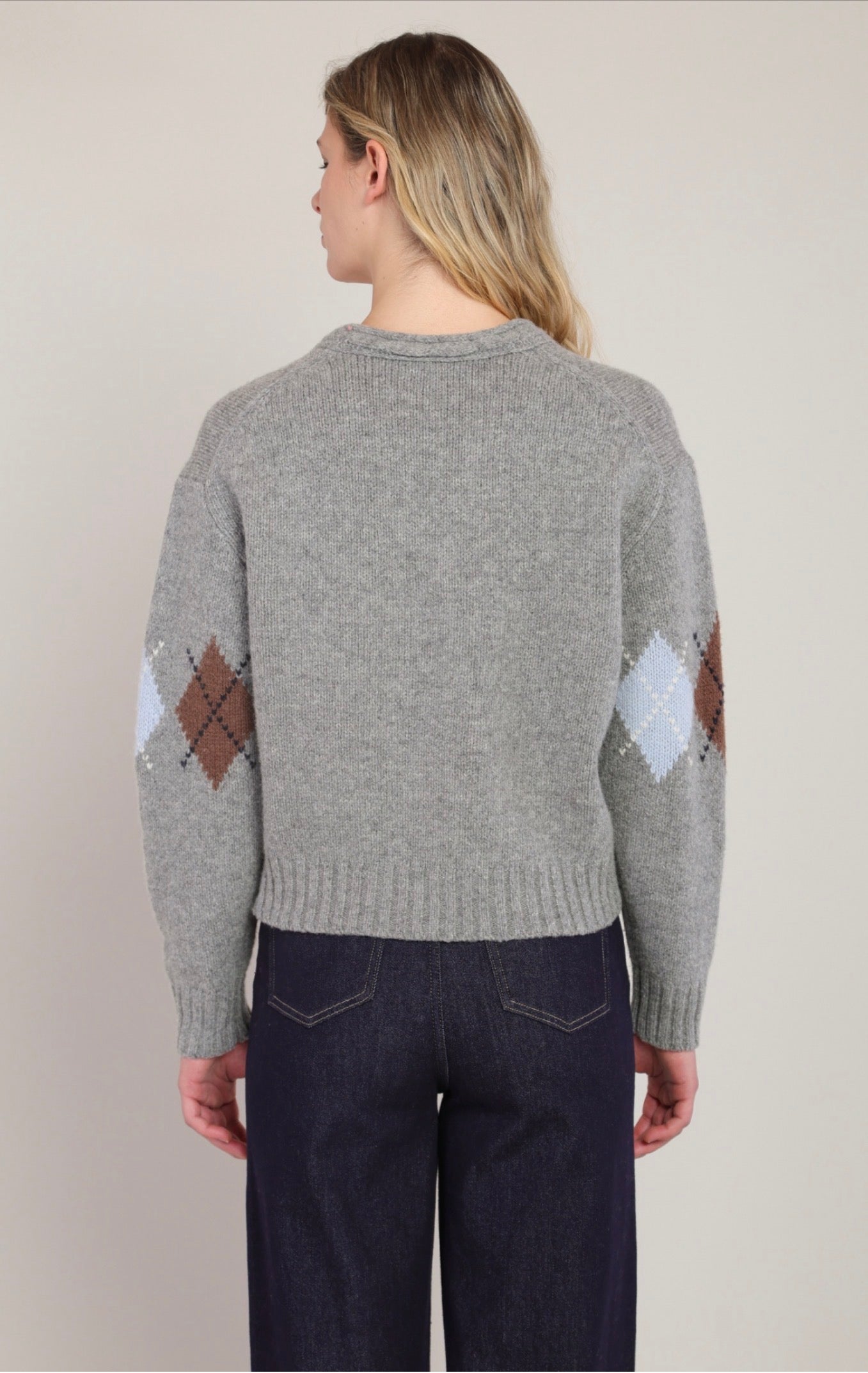 Room 34 Argyle Sweater Grey