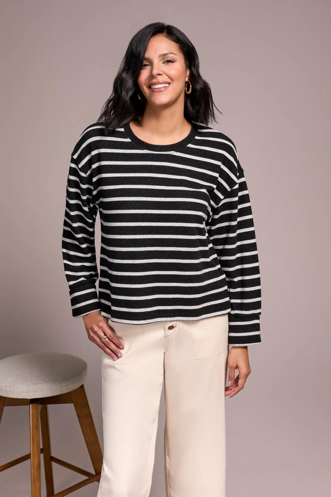 Tribal Striped Brushed Knit Top