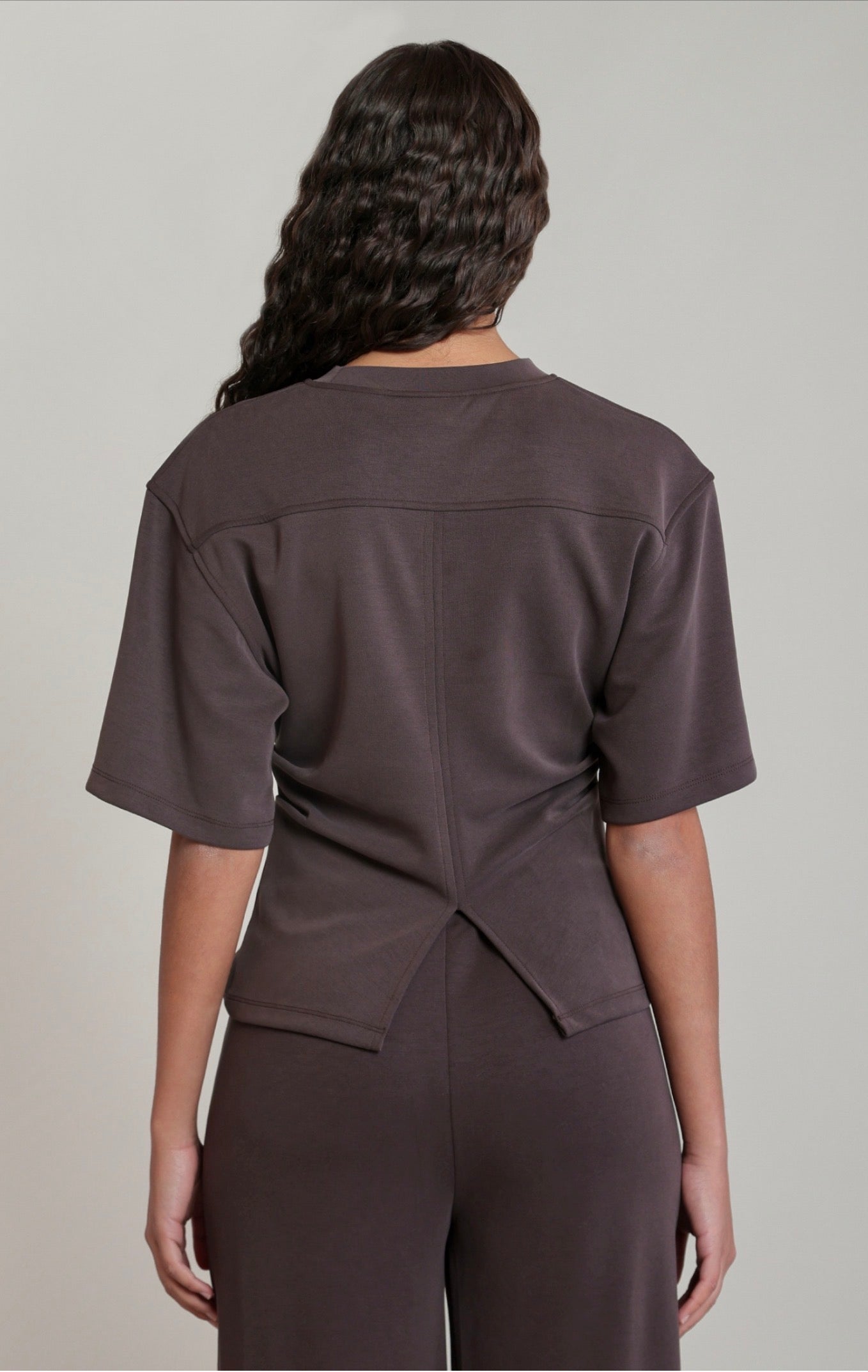 Dex Pleated Waist Top Brown