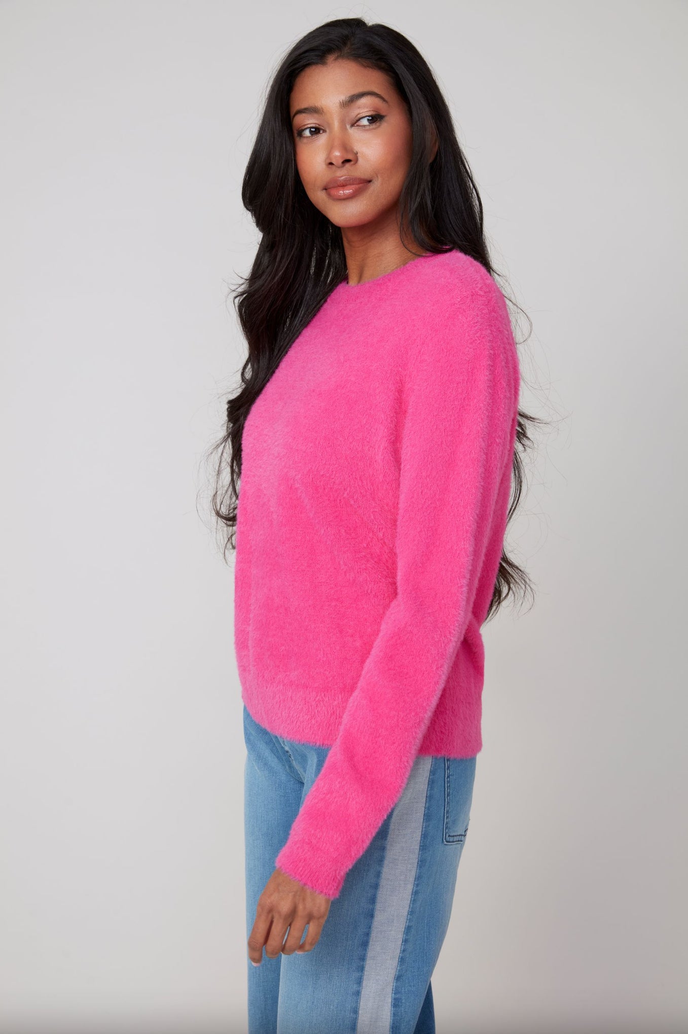 Renuar Fuzzy Knit Sweater Mulberry