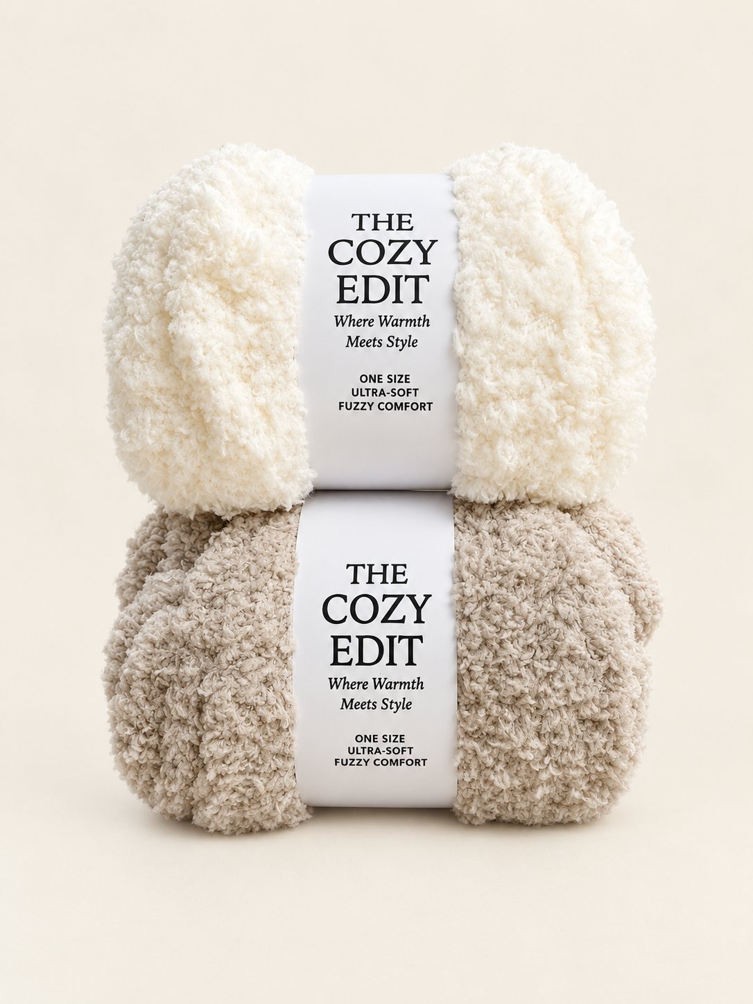 J&F Gift Inc Teddy Fuzzy Socks Off-White