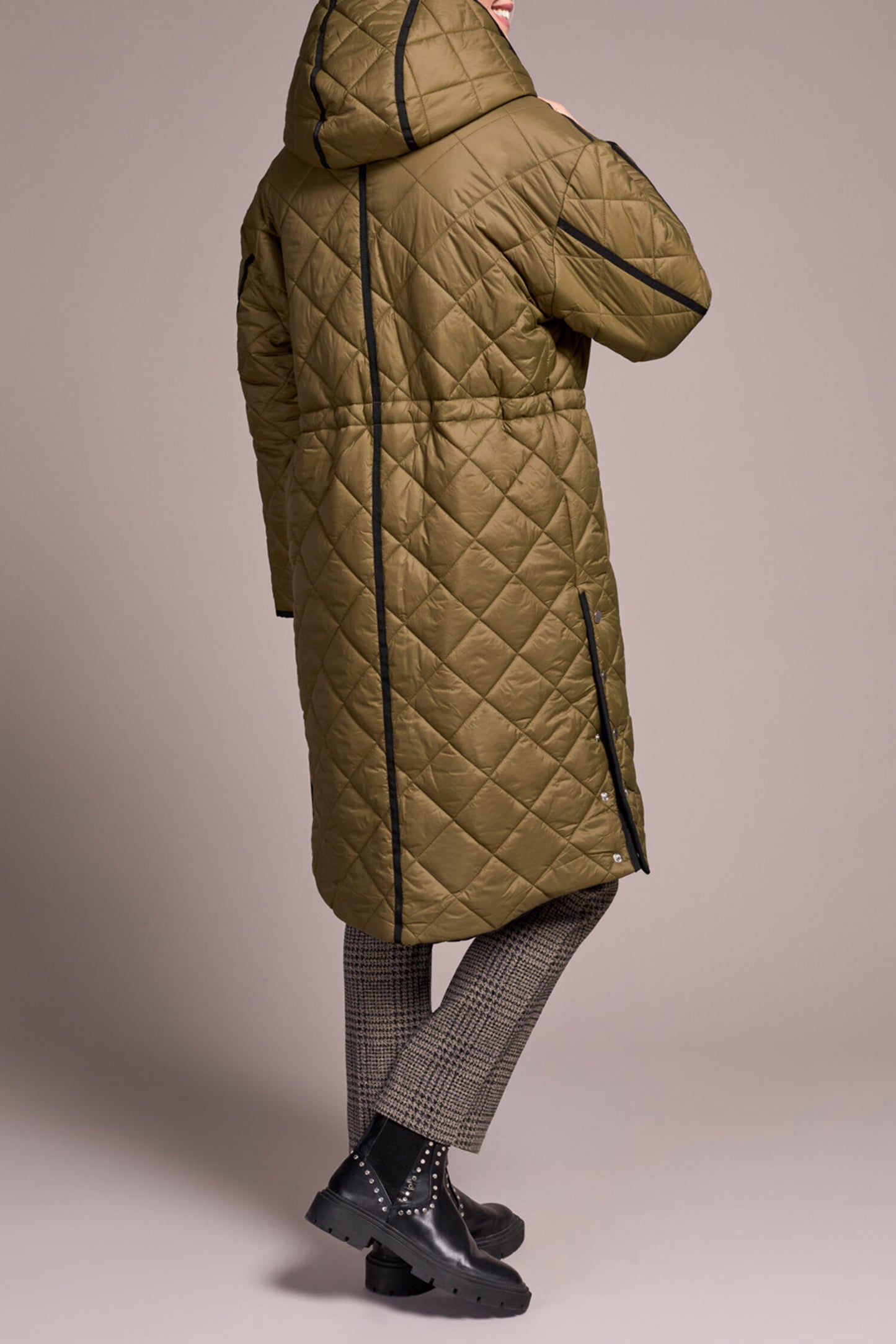 Tribal Long Sleeve Zip-Front Reversible Puffer Jacket with Hood