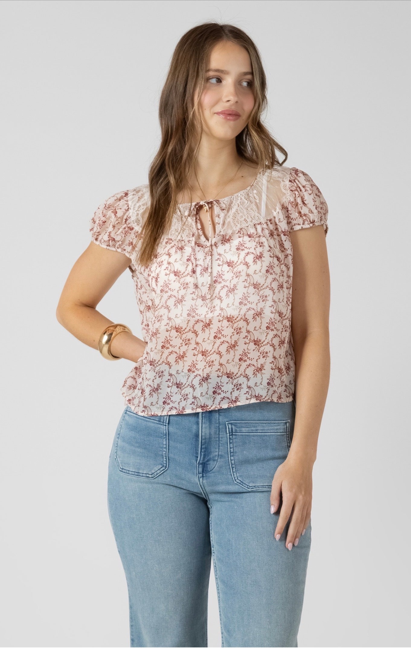 Dex Floral Tie Front Top