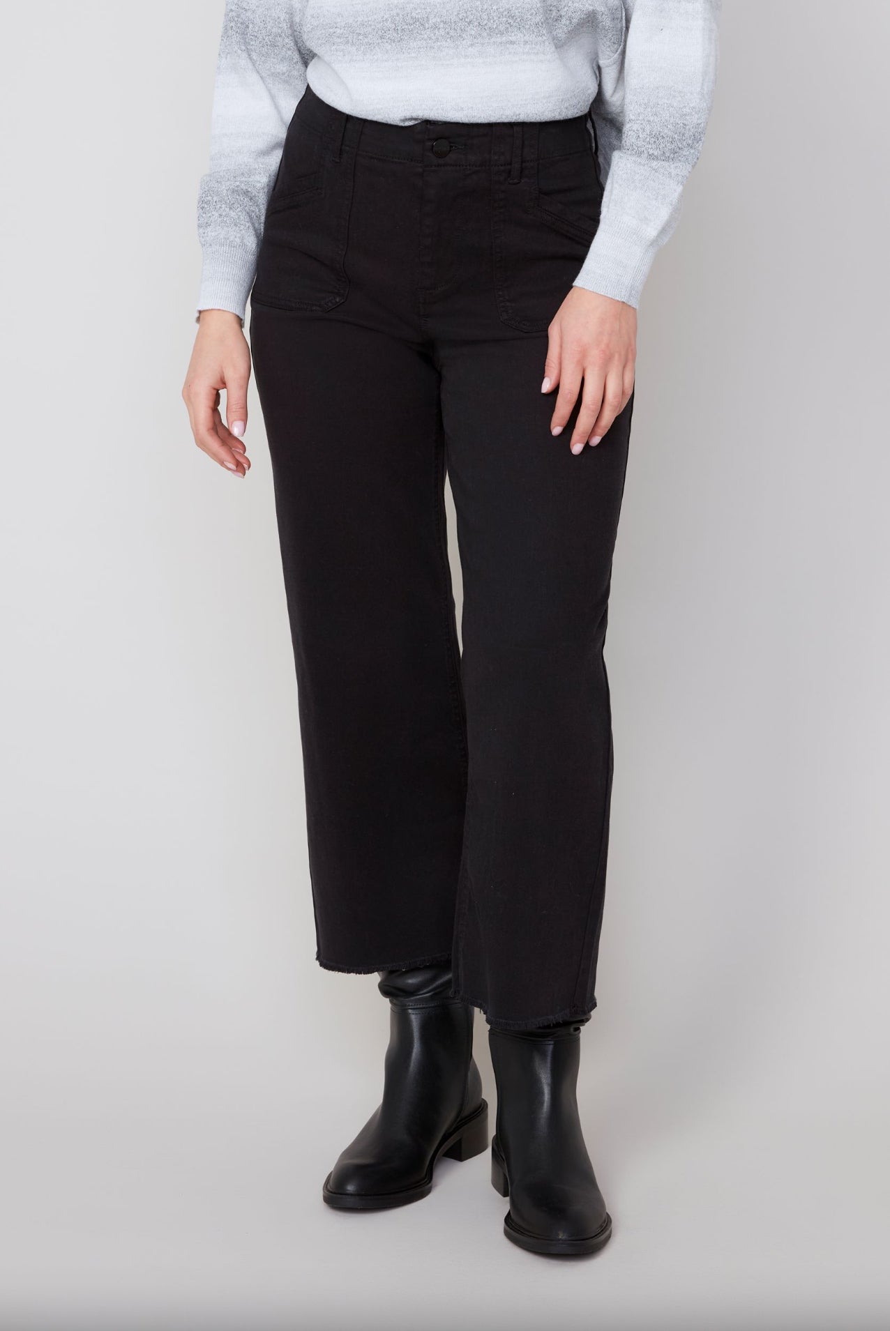 Renuar Cropped High Waisted Pants Black