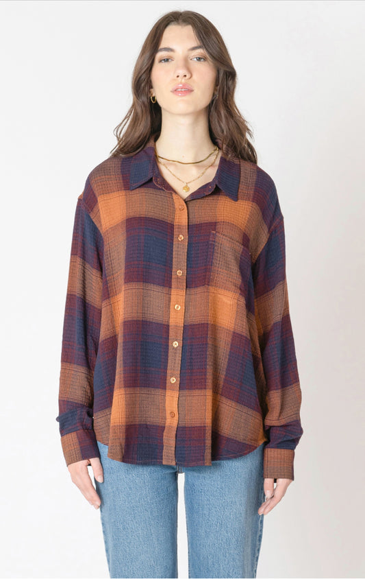 Dex Plaid Button Up Shirt Plum