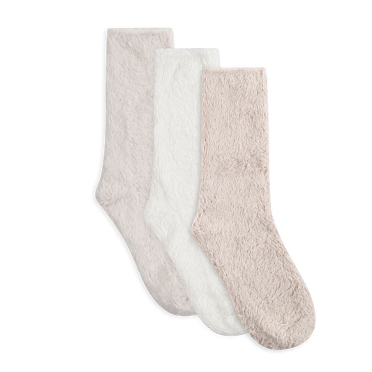 Lemon 3Pk Fur Cozy Crew Socks Pink