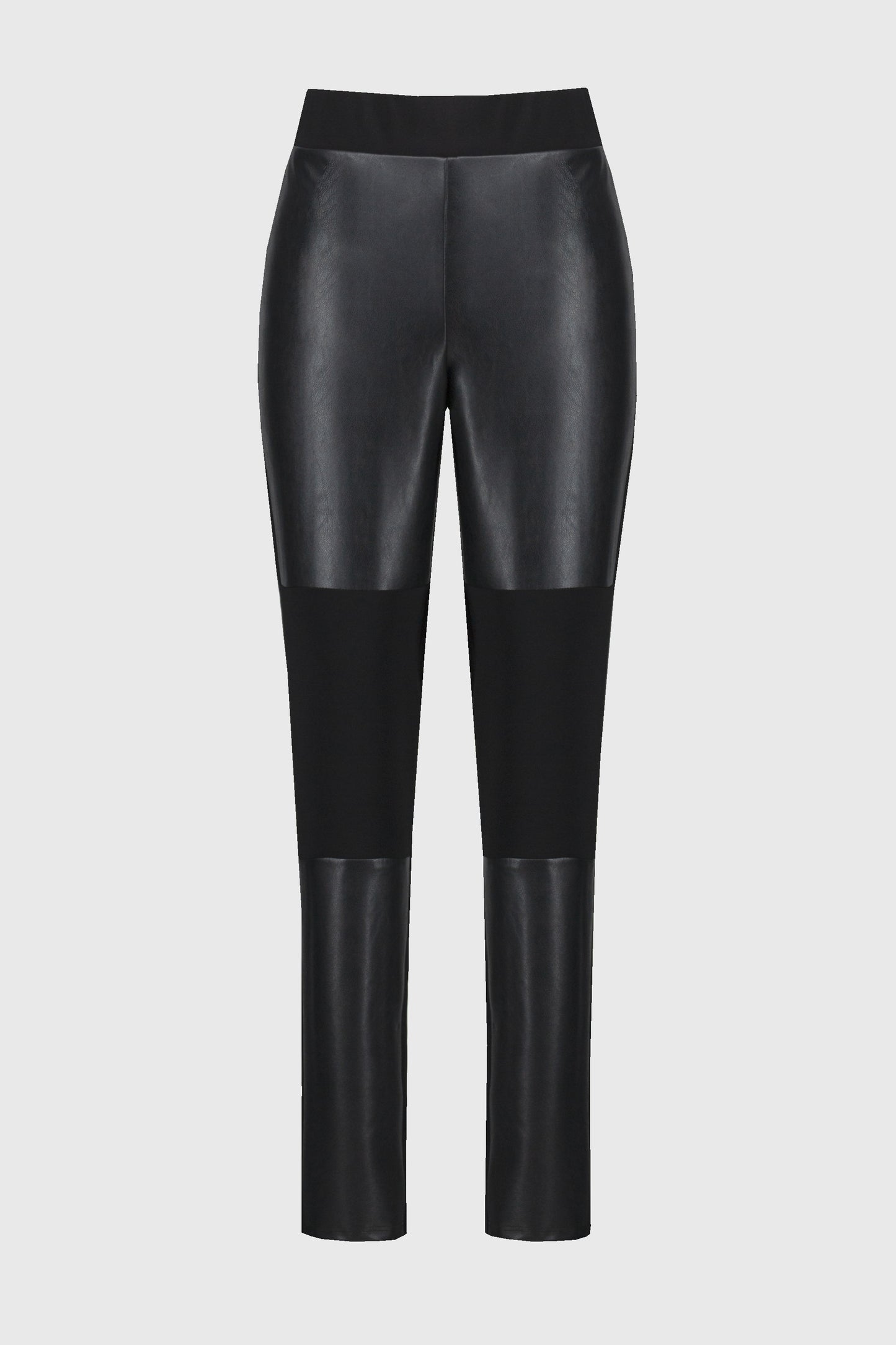 Silky Knit And Leatherette Slim Fit Pants
244143