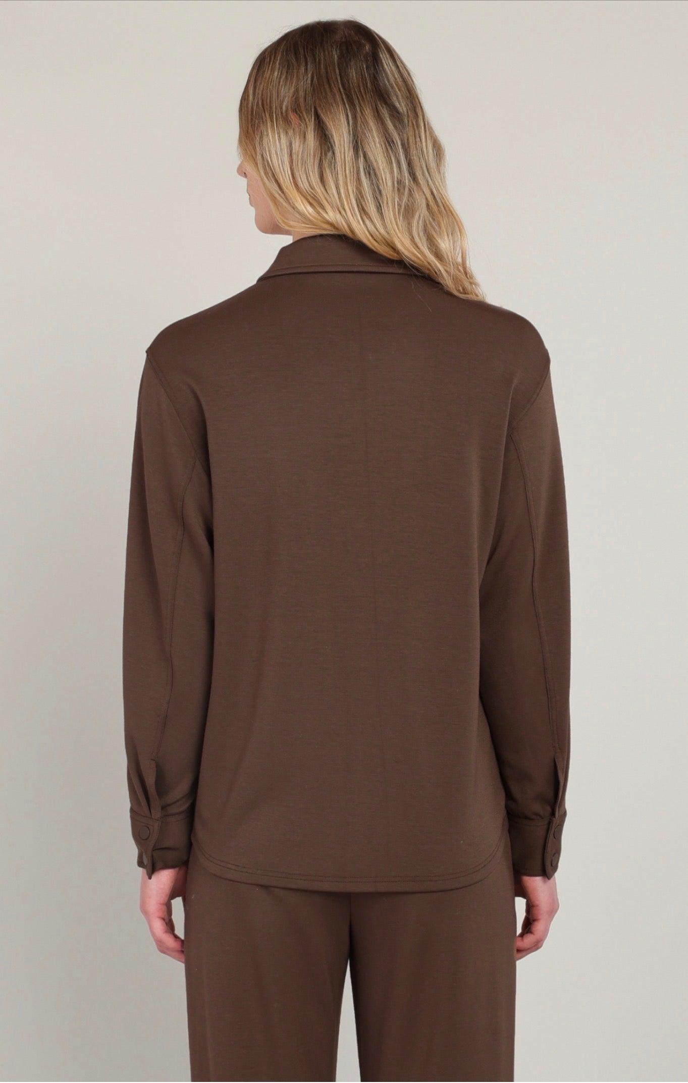 Dex Button Up Scuba Shirt Chocolate