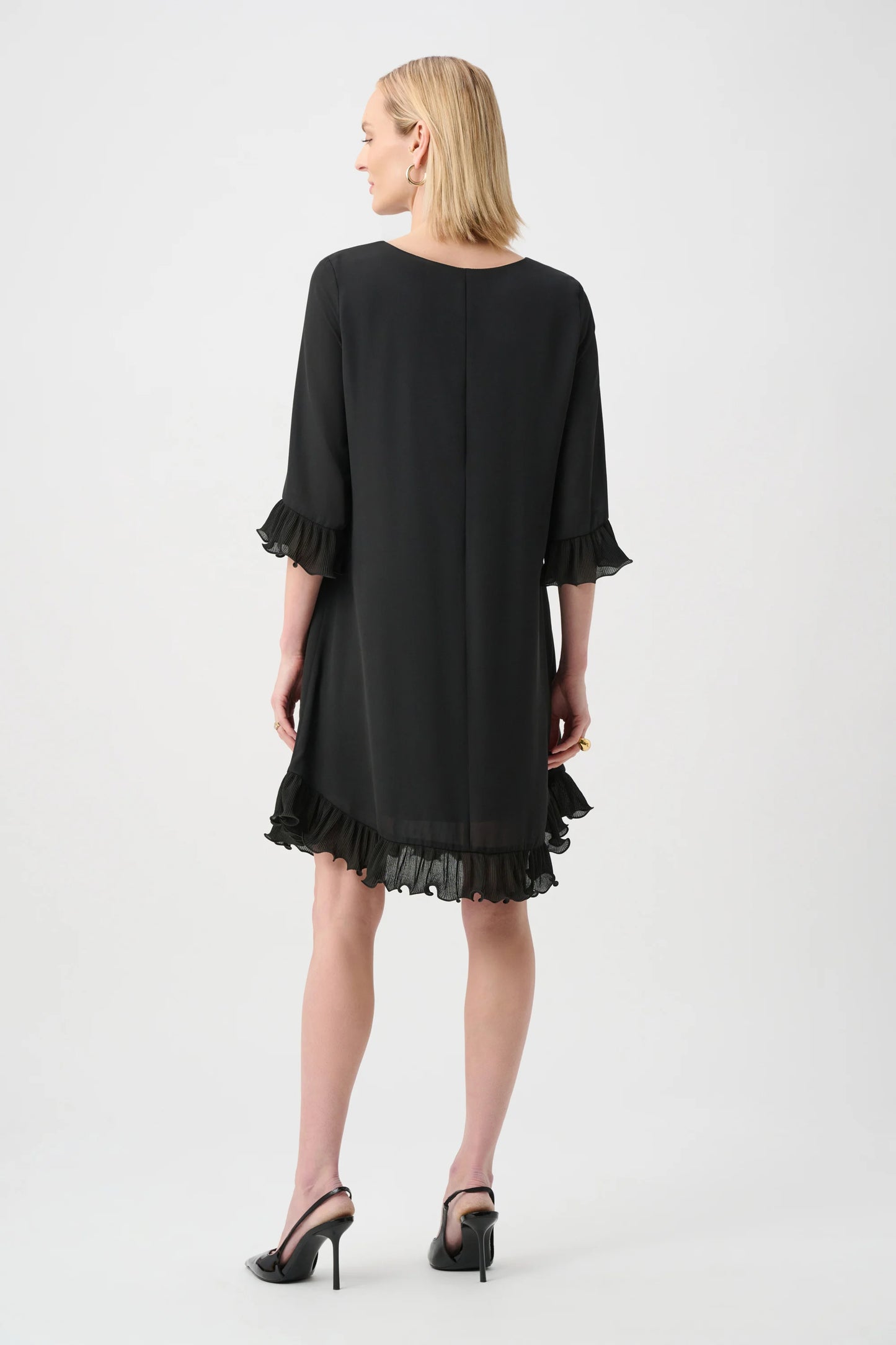 Georgette Ruffled-Trim Trapeze Dress
263189