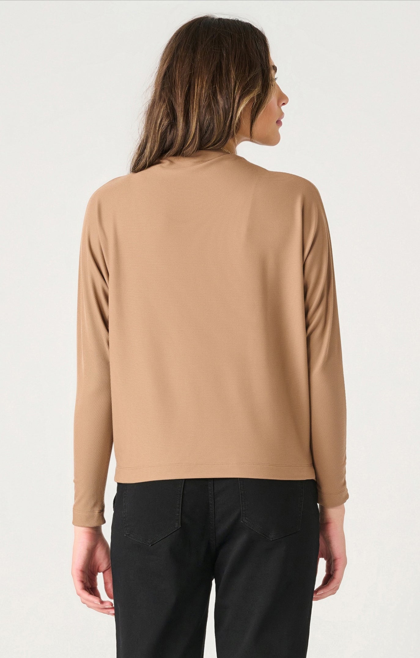 Dex Ribbed Mock Neck Tan