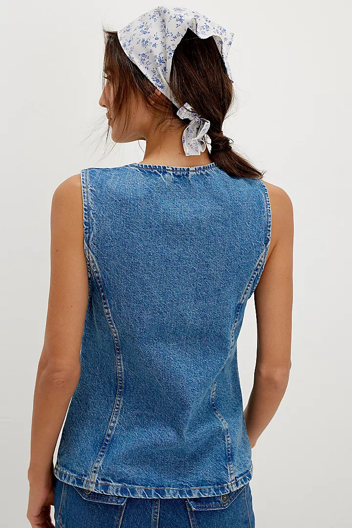 Free People Aimee Vest Blue