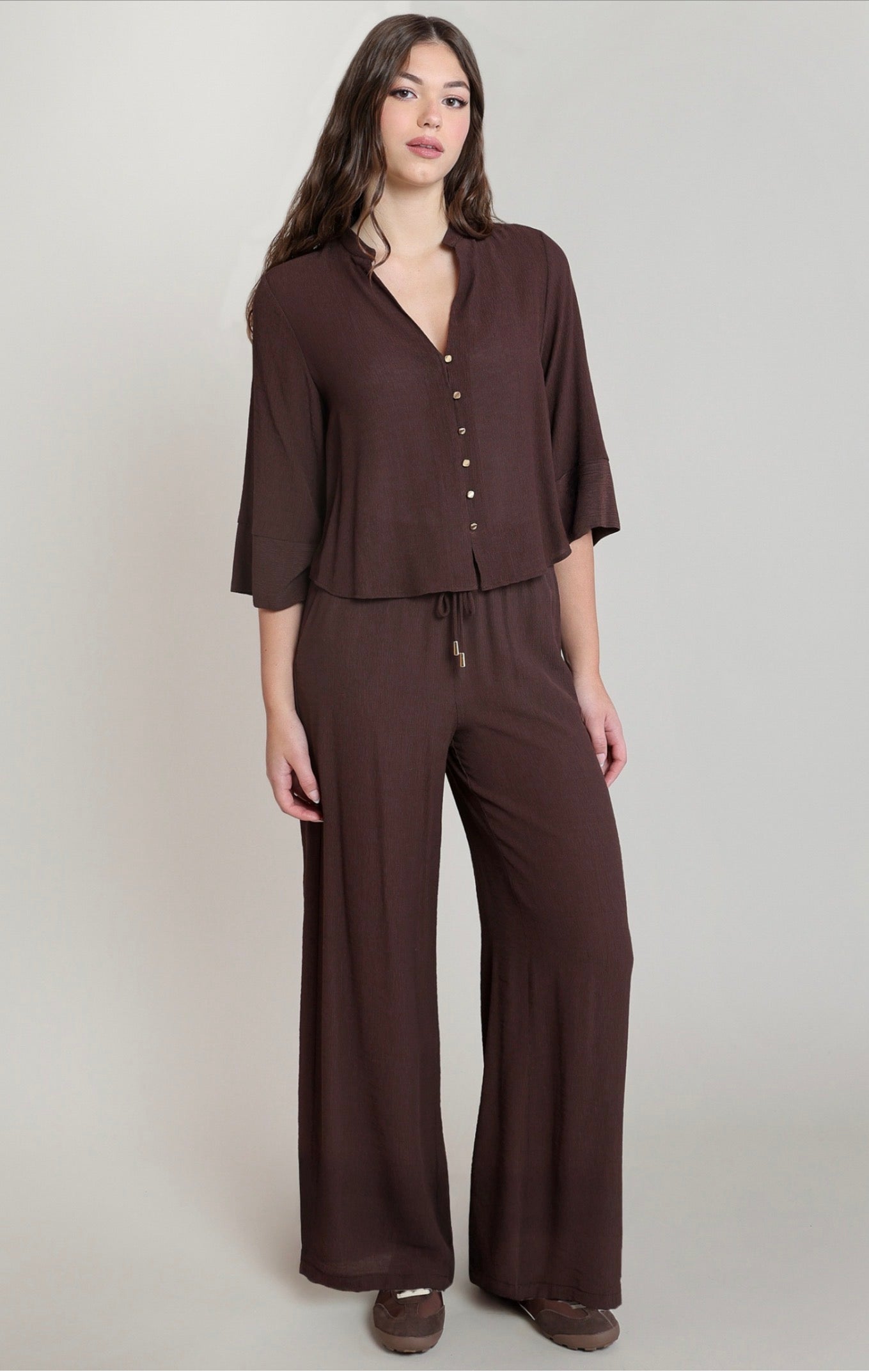 Dex Flowy Wide Leg Pants Chocolate