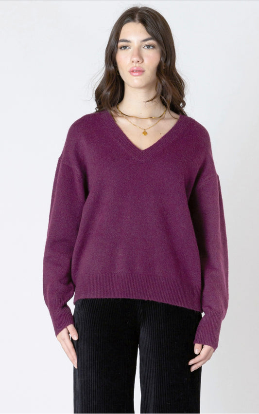Dex V-Neck Sweater Plum