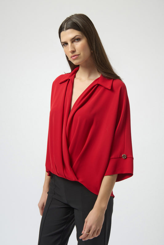 Joseph Ribkoff Woven Twill Boxy Wrap Top 254031