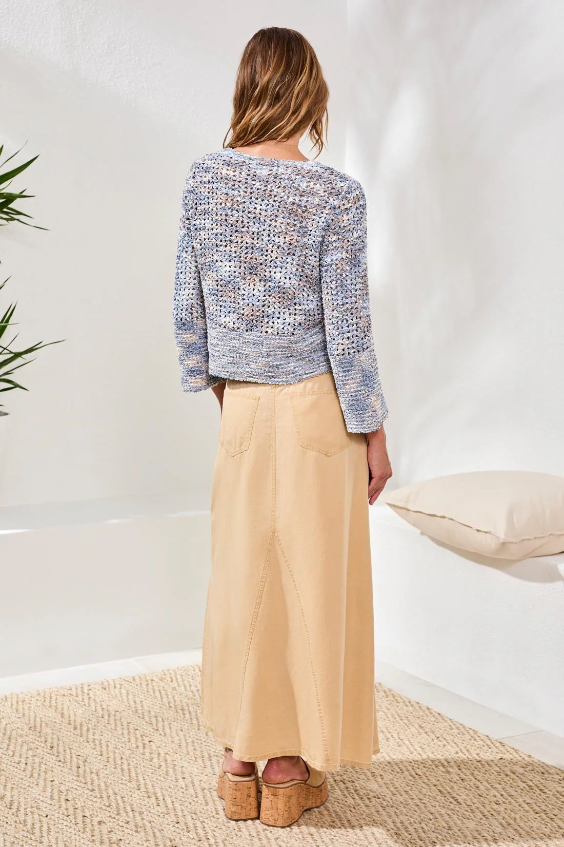 Tribal Open Stitch Bell Sleeve Sweater