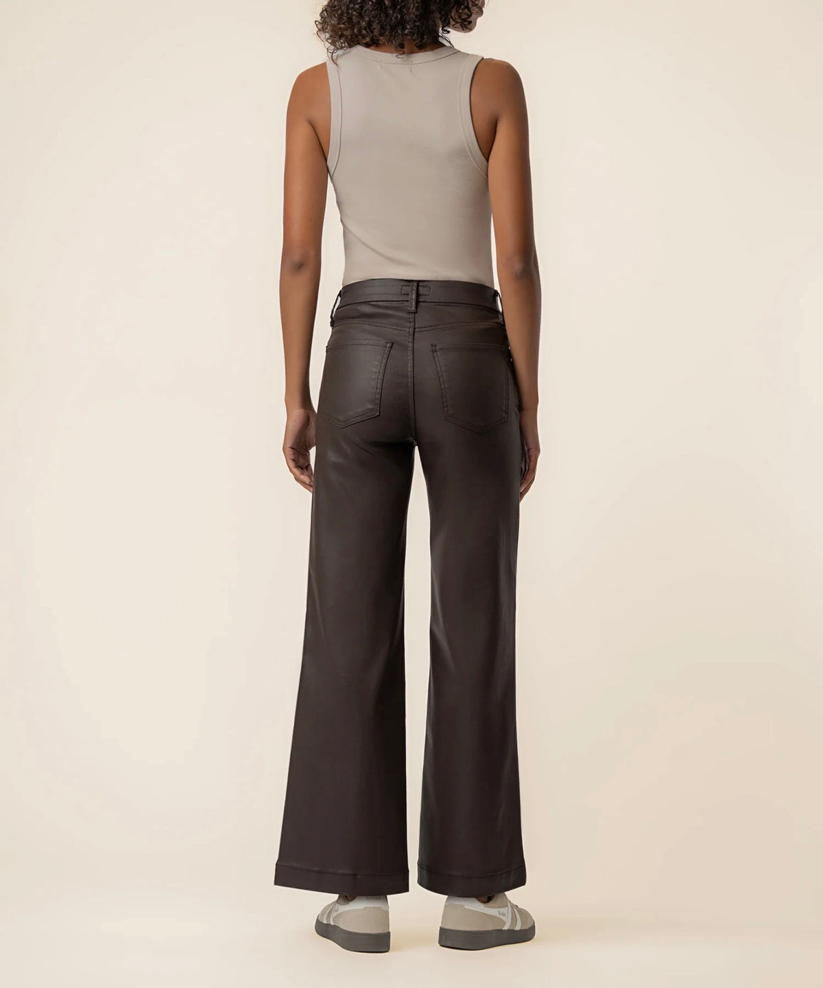 Kut Meg Coated High Rise Wide Leg Jeans Chocolate
