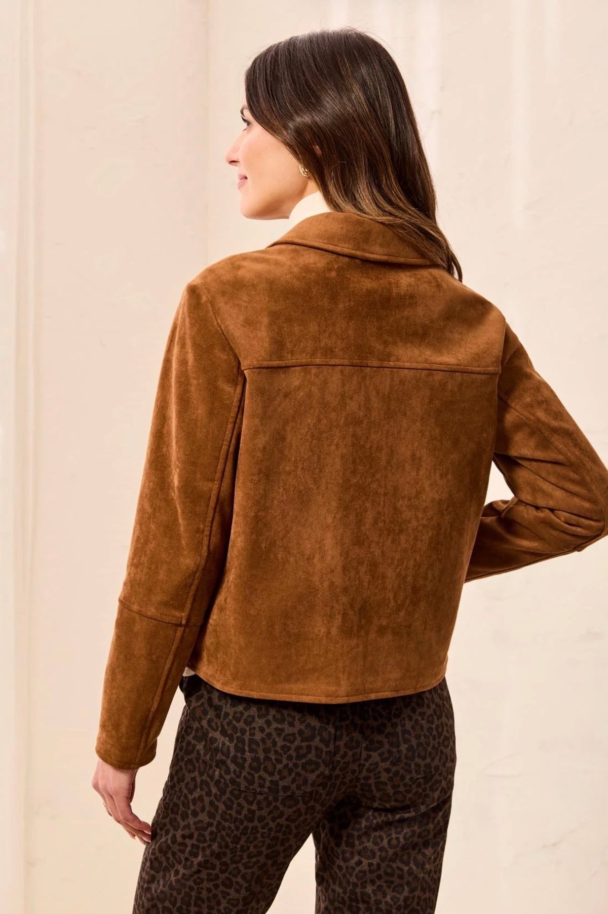 Tribal Faux Suede Button Up Jacket