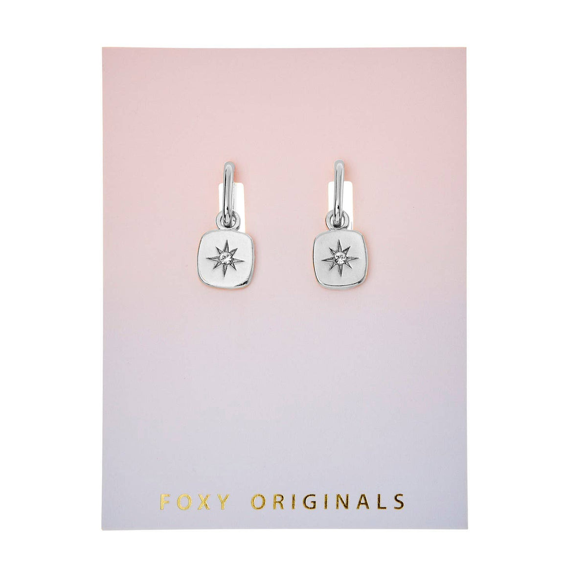 Foxy Originals Nova Huggie Hoop Starburst Earrings Silver