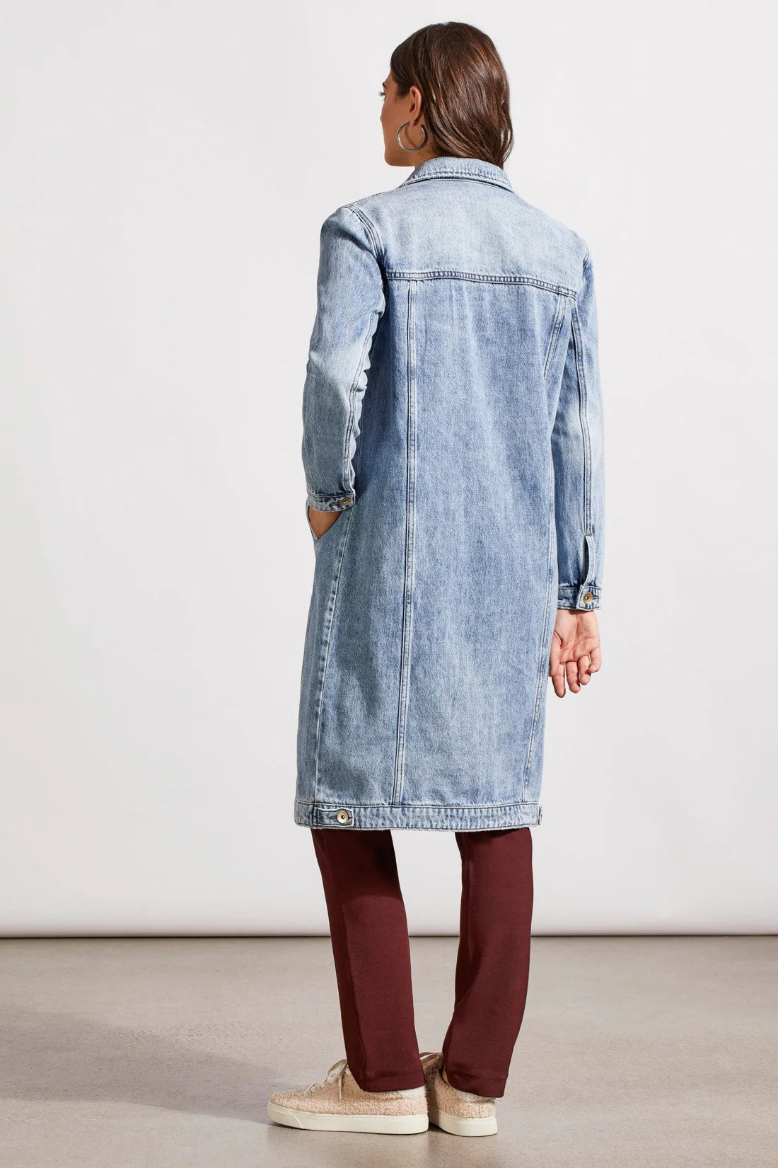 Tribal Pocketed Denim Duster Jacket