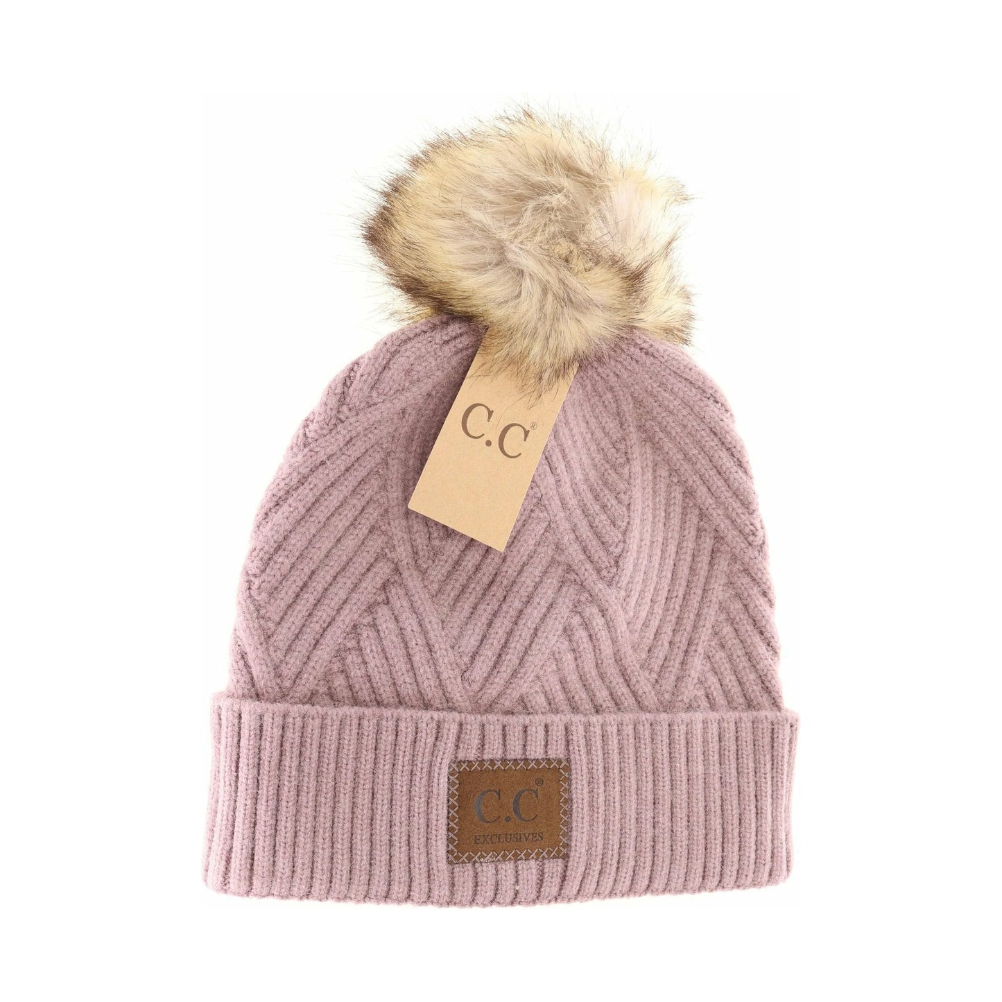 C.C Heathered Pom Beanie Mauve