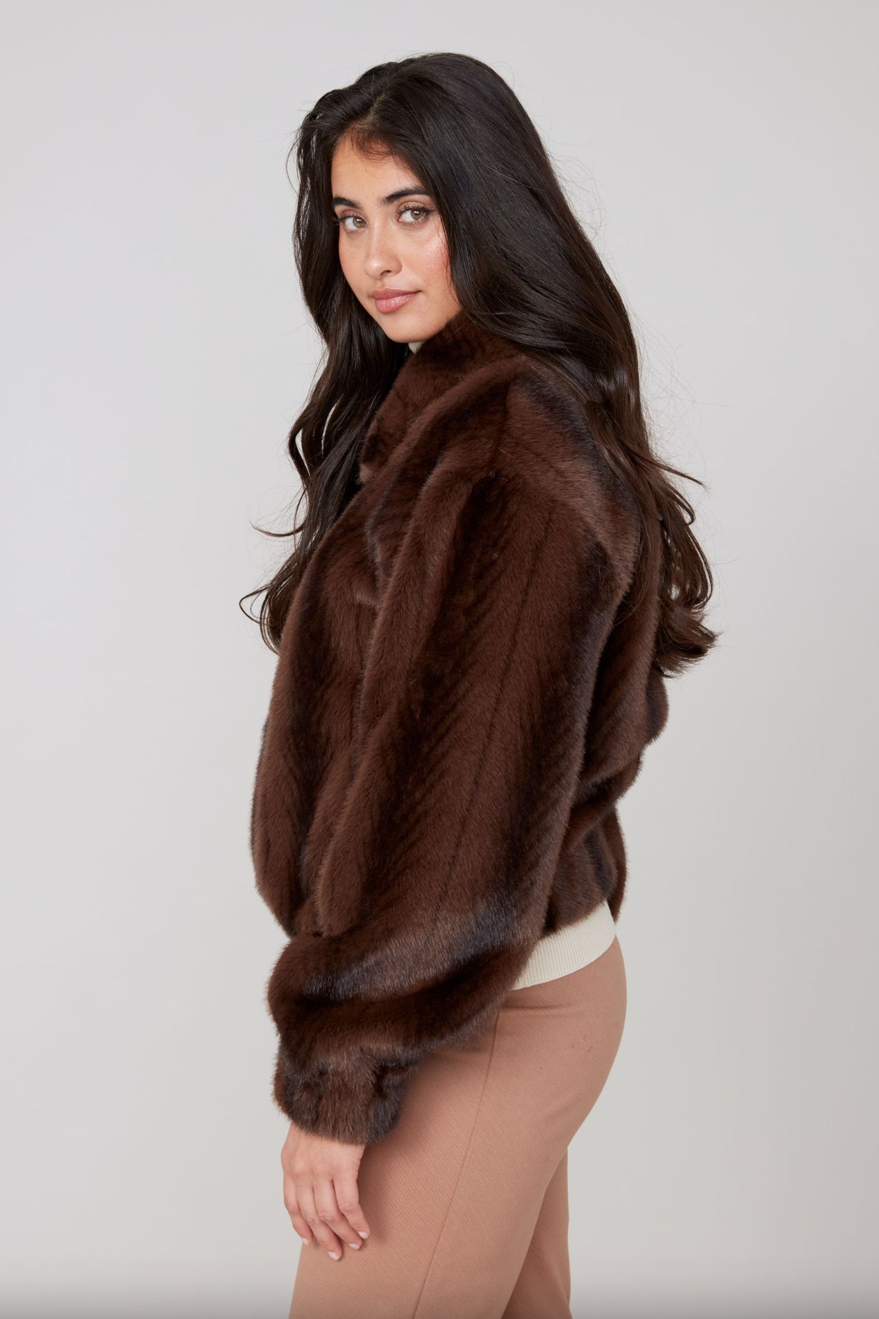 Renuar Faux Fur Jacket Chocolate
