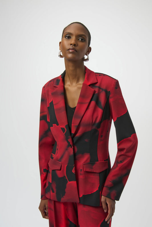 Joseph Ribkoff Silky Knit Abstract Print Straight Blazer 254092