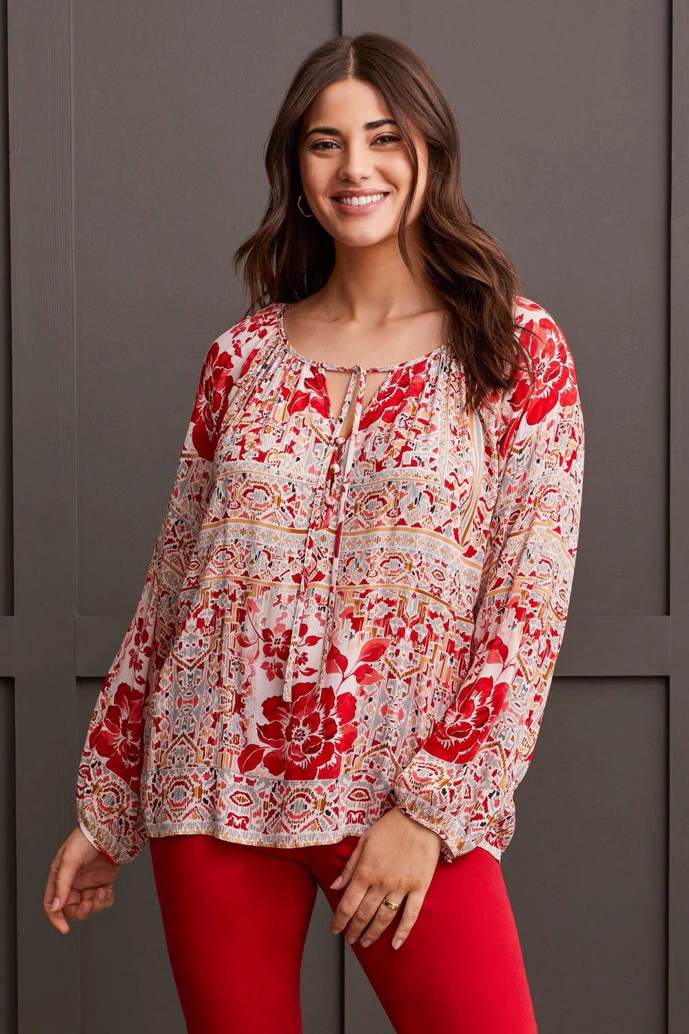 Tribal Flowy Tie Blouse