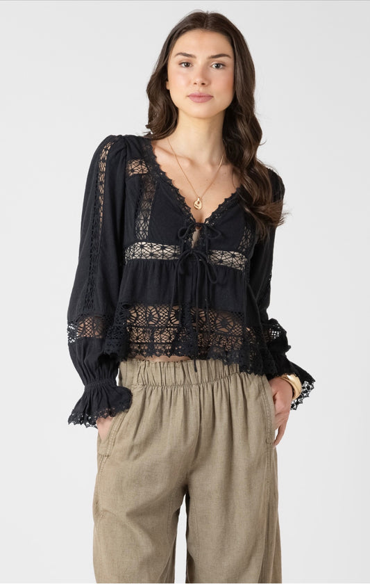 Dex Lace Trim Top Black