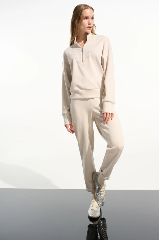Joseph Ribkoff Scuba Jersey Boxy Sweatshirt With High Collar and Front Zipper 261610