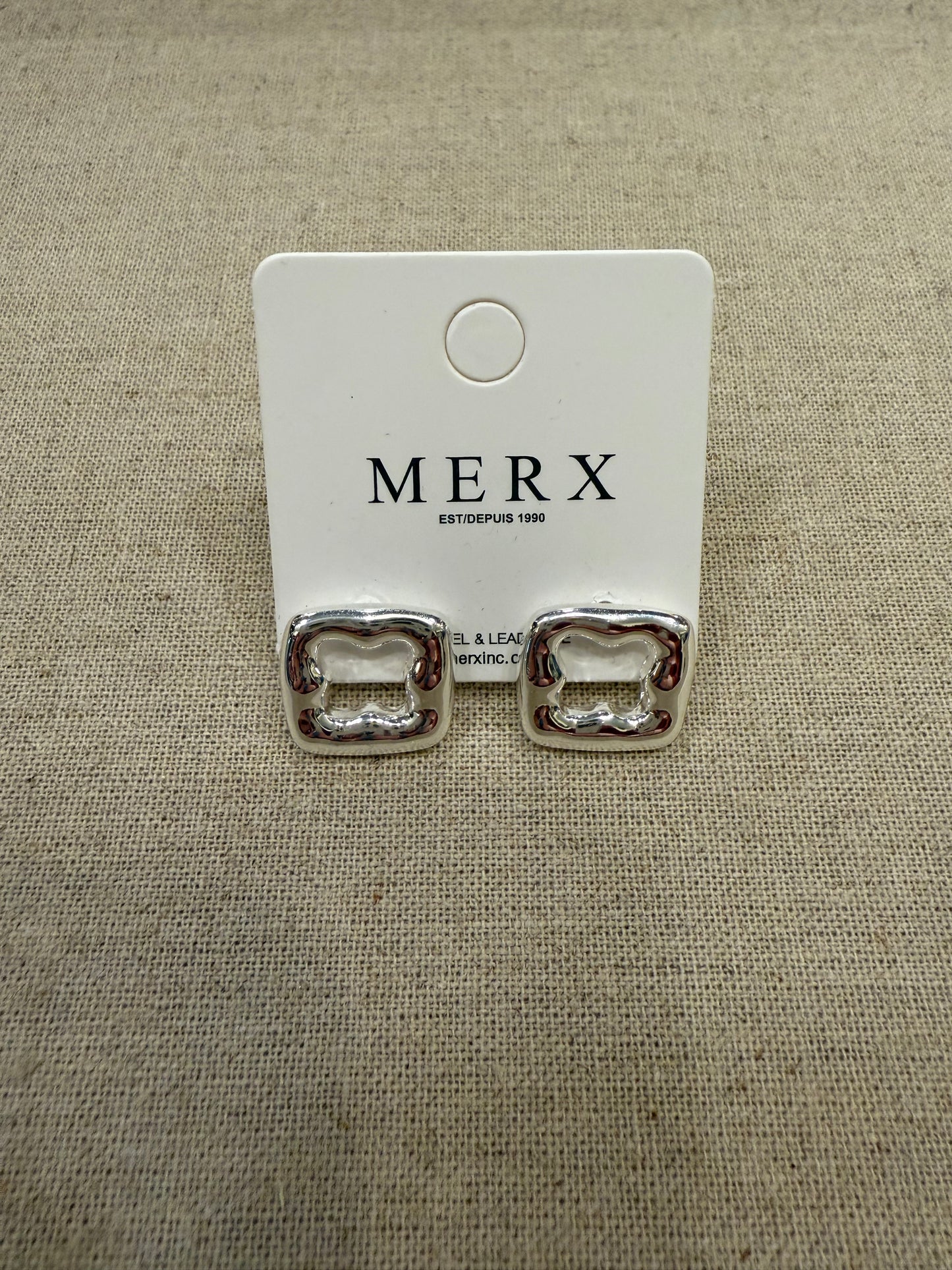 Merx Silver Square Stud Earrings