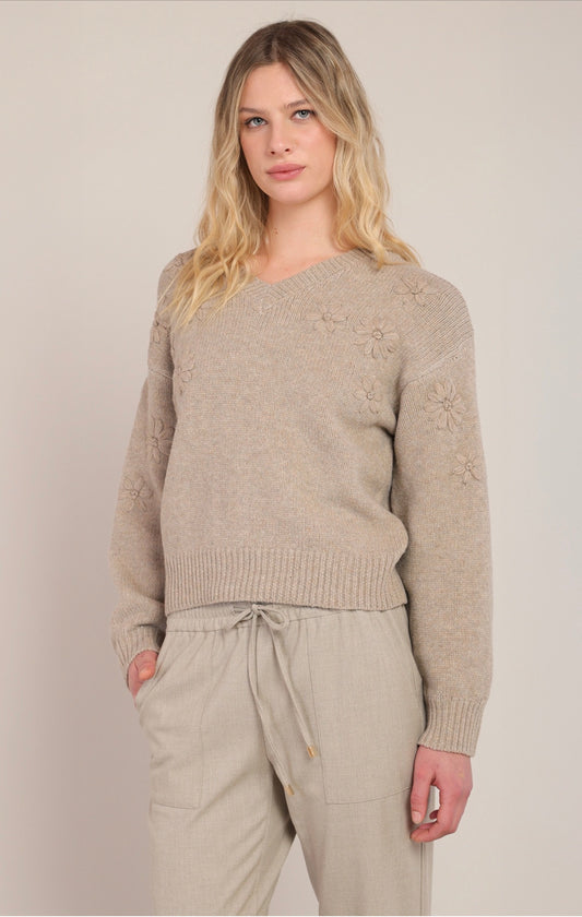 Room 34 Flower Embroidered Sweater