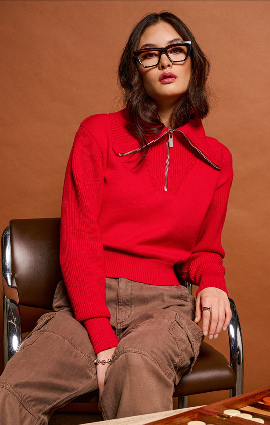 Dex Half Zip Sweater Cherry Red