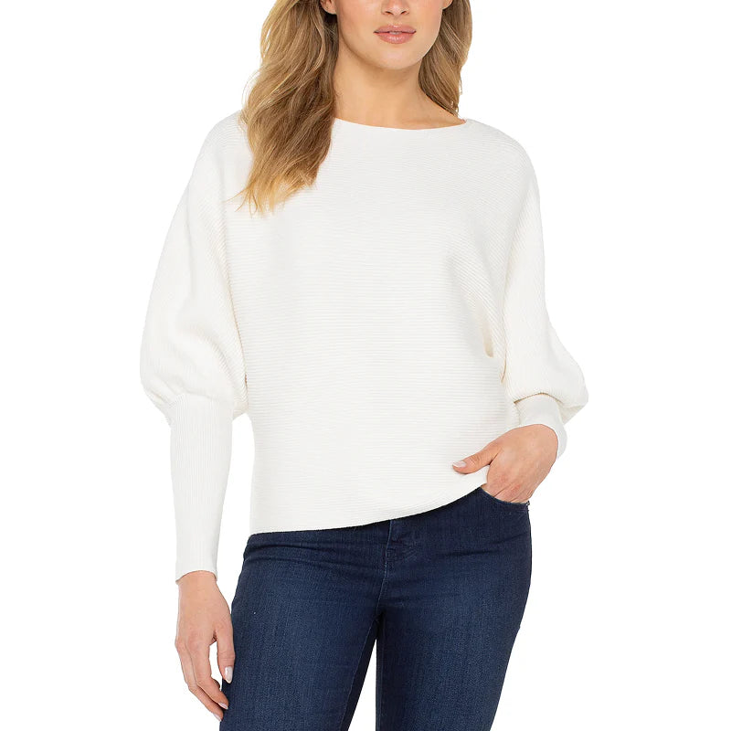 Liverpool Long Sleeve Boat Neck Dolman Sweater Vintage White