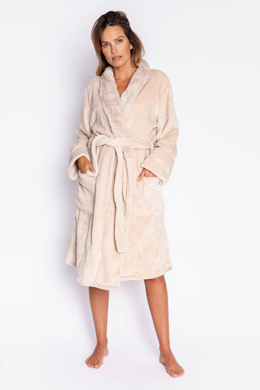 PJ Salvage Luxe Plush Robe Natural