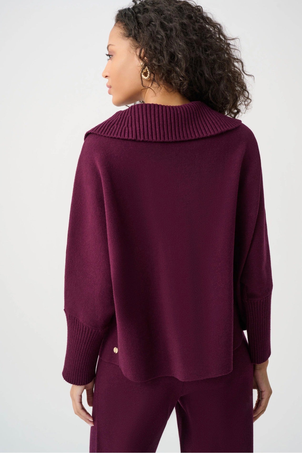 Joseph Ribkoff Brushed Viscose And Nylon Shawl-Neck Sweater Elderberry 263938