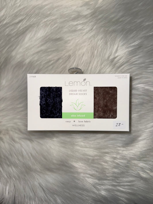 Lemon Aloe Infused Liquid Velvet Dream Crew Socks Blue/Tan
