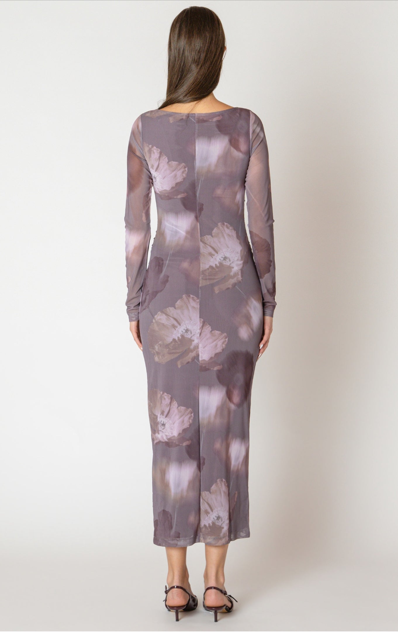 Black Tape Printed Mesh Maxi Dress