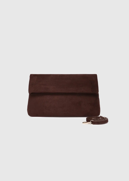 Louenhide Luka Suede Clutch Crossbody Bag Chocolate