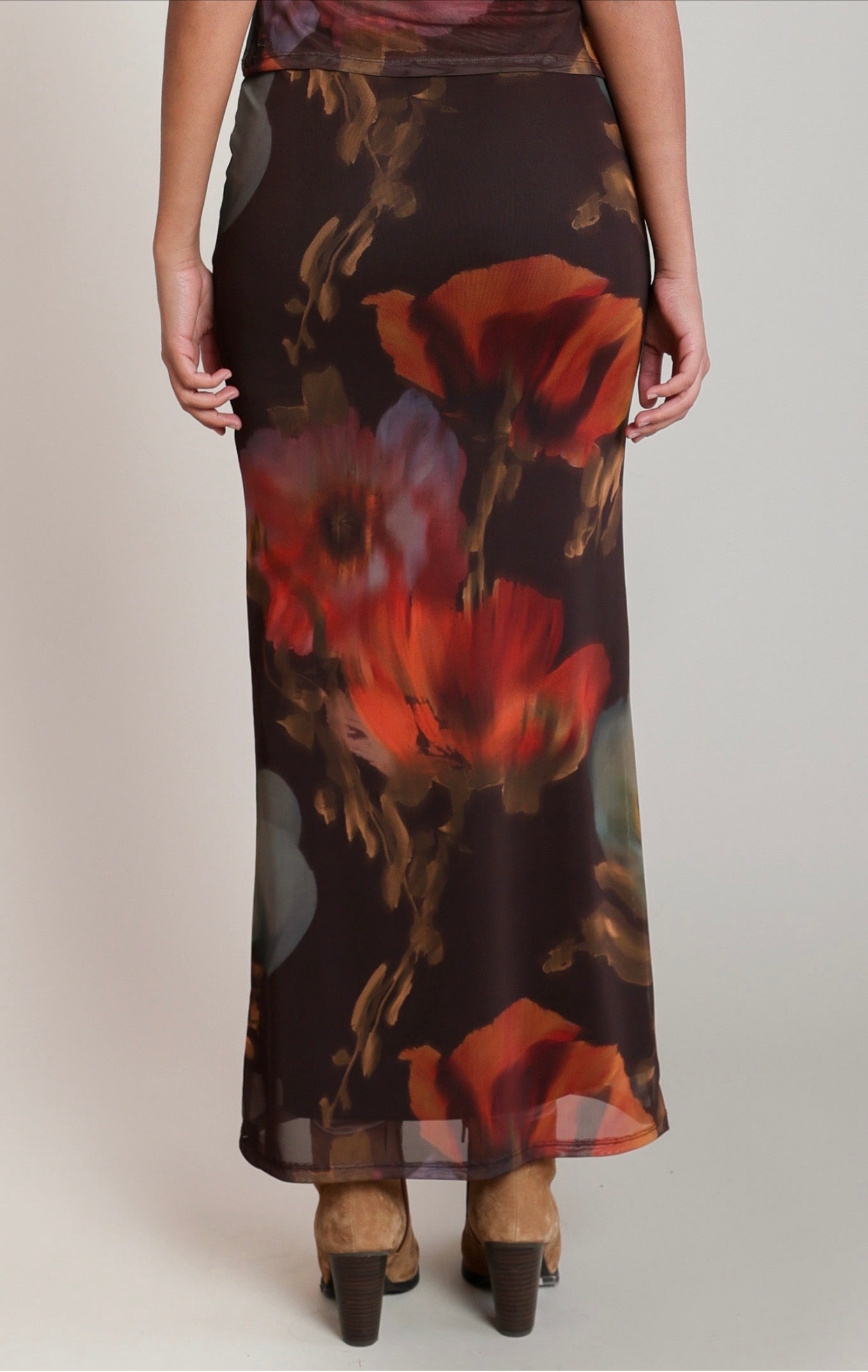 Dex Mesh Floral Maxi Skirt